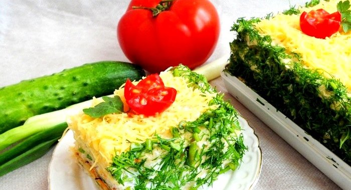 Закусочный торт из вафельных коржей