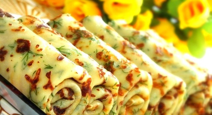 Сырные блинчики с зеленью