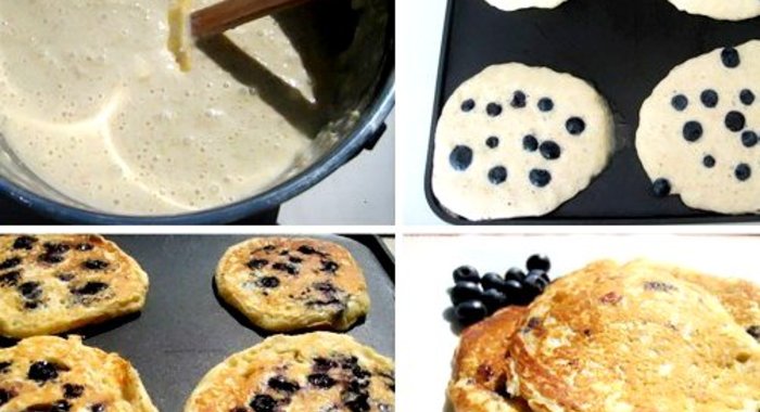 Оладьи из овсянки и черники