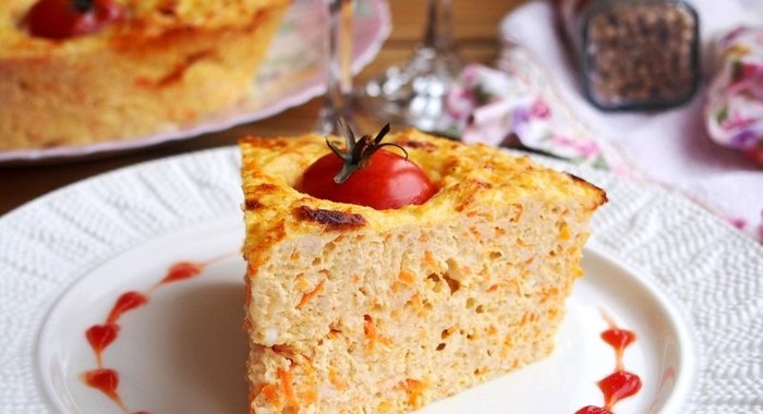 Куриная запеканка с творогом и помидорами черри