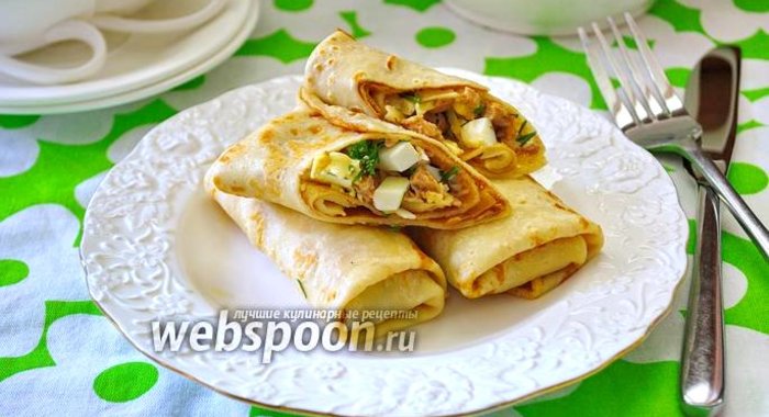 Блины с начинкой из печени трески и сыра