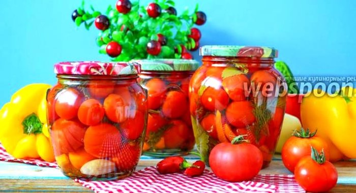 Маринованные помидоры черри с болгарским перцем и ботвой на зиму