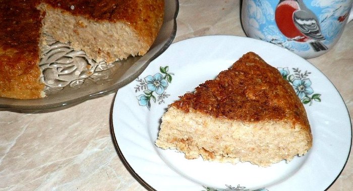 Овсяная запеканка с яблоками и творогом