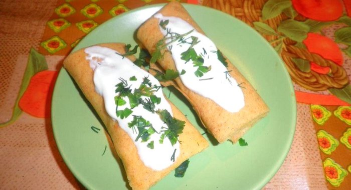 Блинчики с рисом и печенкой