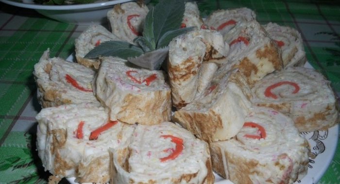 Рулет из лаваша с крабовым мясом