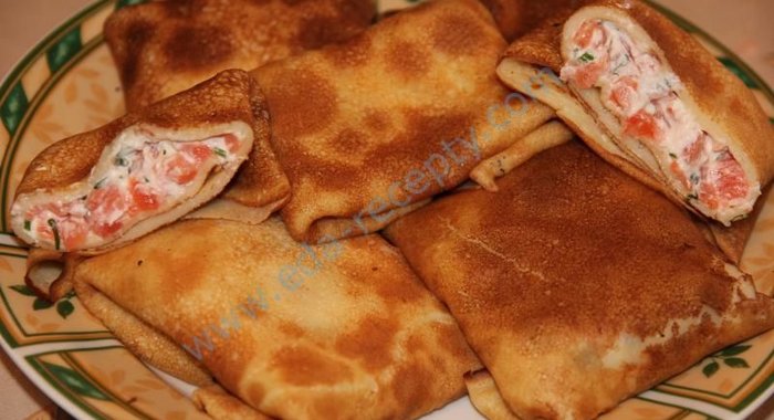 Блины с семгой и сыром