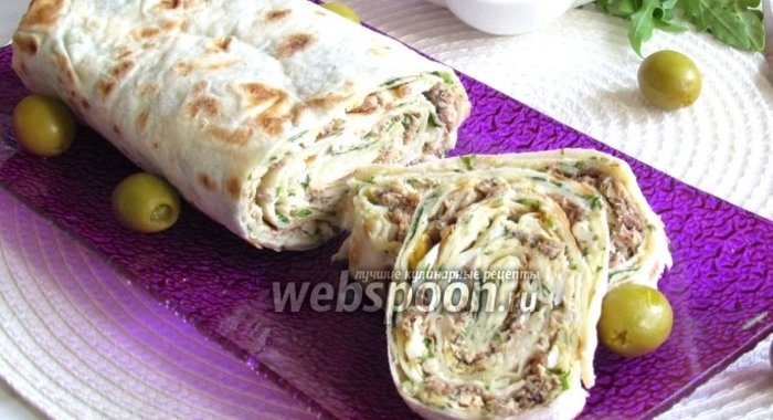 Рулет из лаваша с рыбой