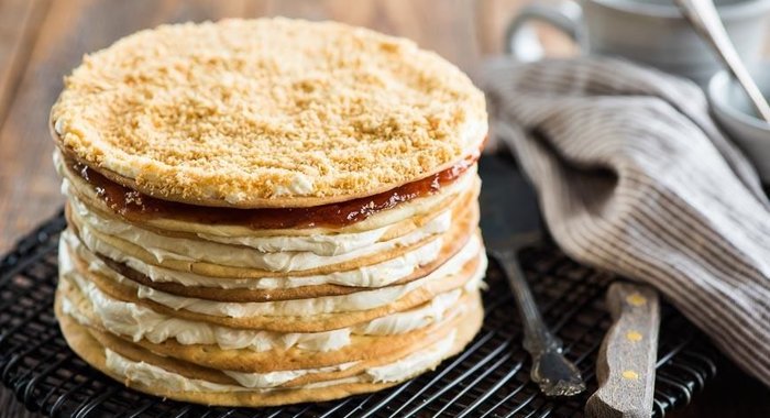 Торт Наполеон со сгущенкой