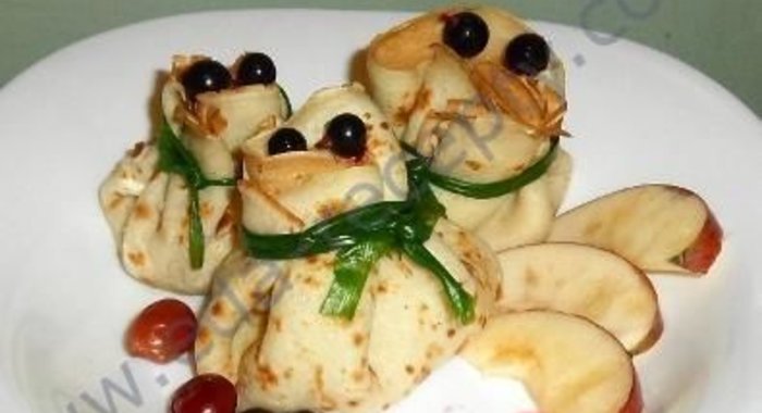 Мешочки из блинов с начинкой