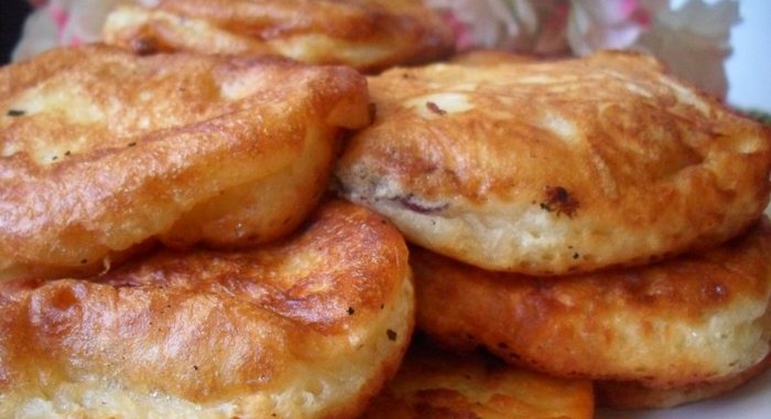 Оладьи на кефире с черешней