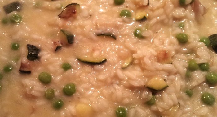 Ризотто с цукини и зеленым горошком