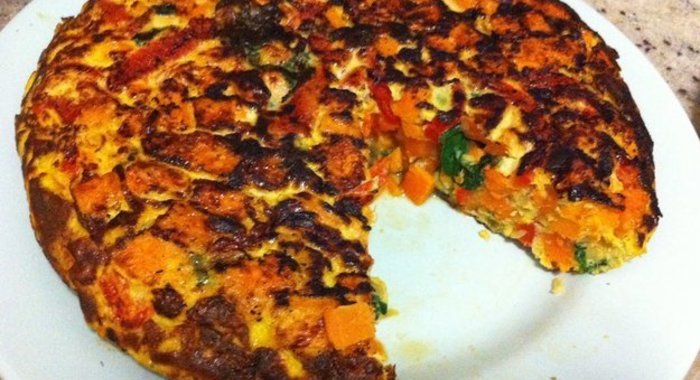 Тортилья со шпинатом и бататом