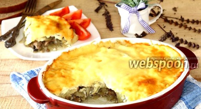 Запеканка из картофеля с мясом и грибами