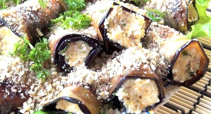 Рулеты из баклажанов