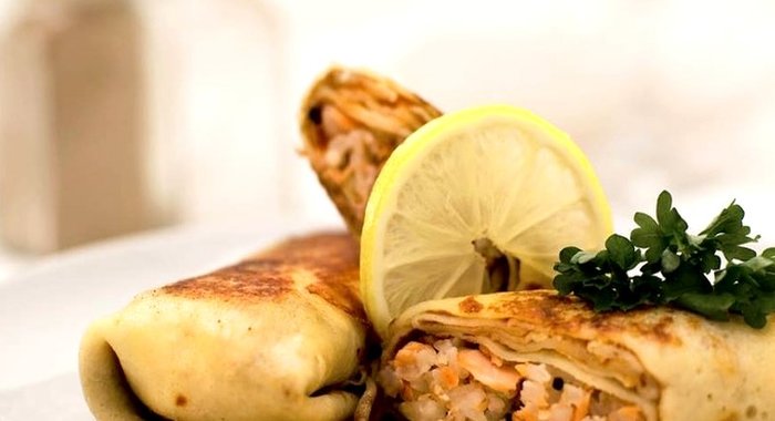 Блины с фаршем и рисом