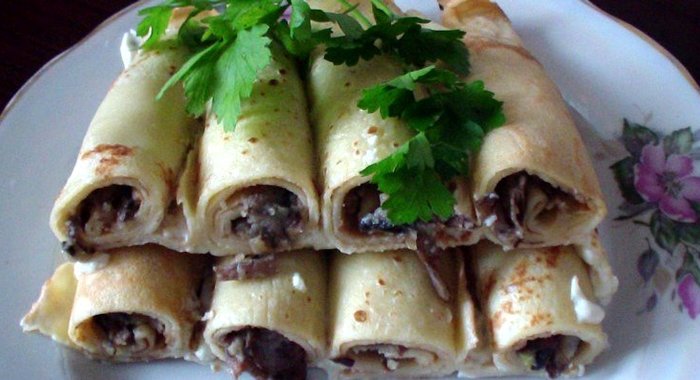 Блинчики с грибами