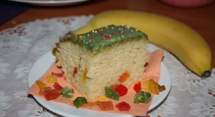 Лаймовый кекс с банановым кремом