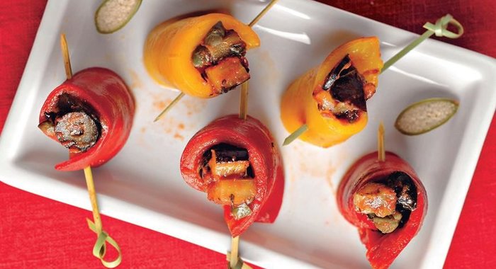 Рулетики из перца и баклажанов