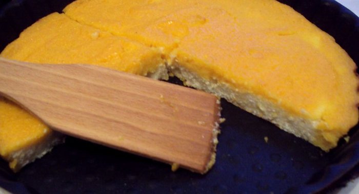 Творожная запеканка под тыквенным кремом