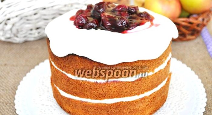 Голый торт с творожным кремом и пьяной вишней