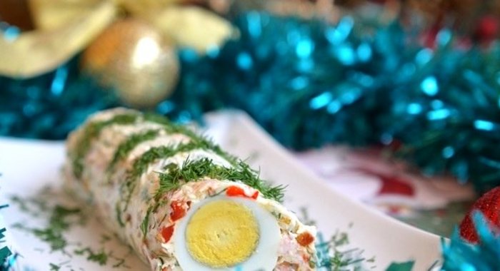 Праздничный рулет с креветками