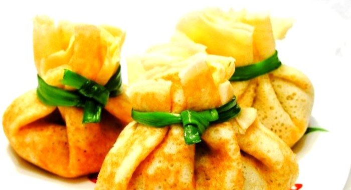 Фаршированные блинчики-мешочки