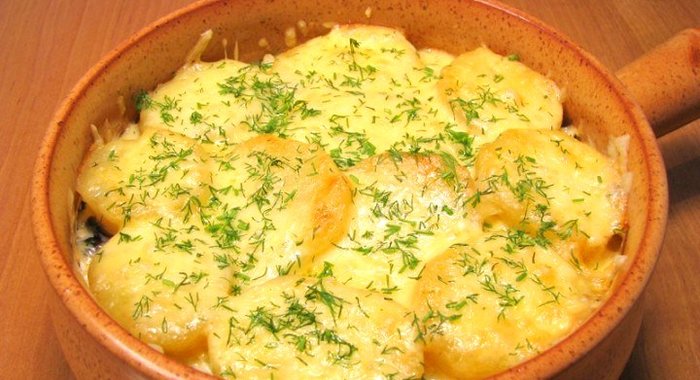 Запеканка с грибами и картофелем