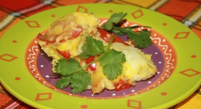 Овощная запеканка с цветной капустой, сладким перцем и помидорами