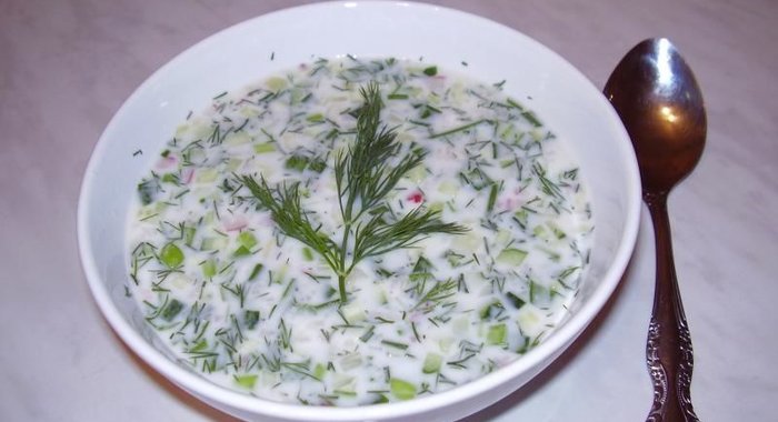 Окрошка на тане или айране