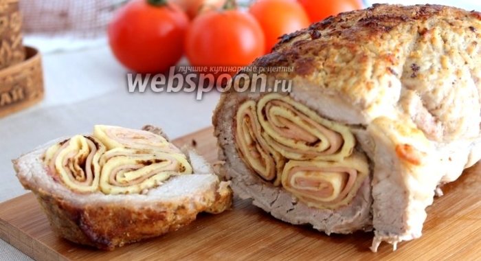 Мясной рулет с блинами