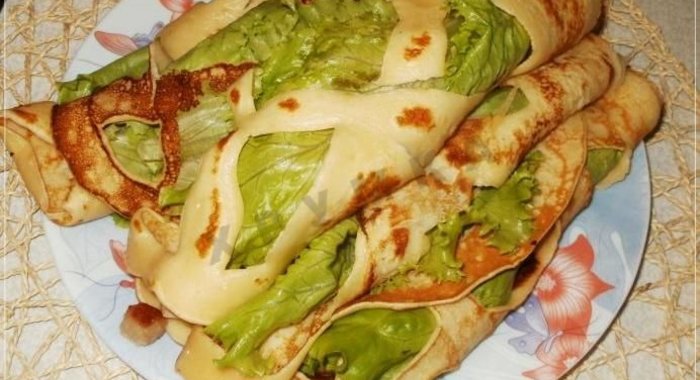 Кружевные блинчики на молоке с мясом