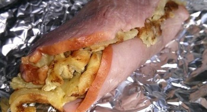 Рулетики с ветчиной и картофельными блинчиками