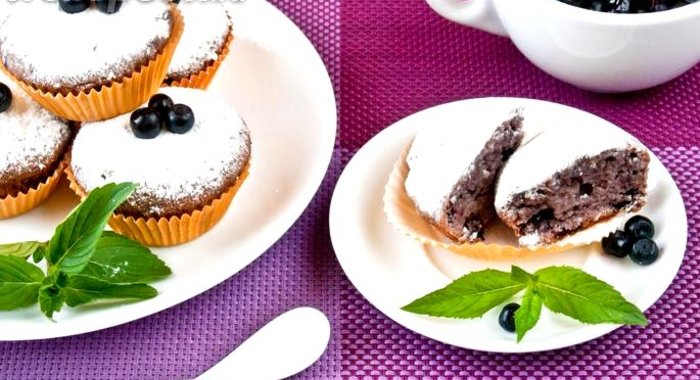 Кексы с черникой без яиц