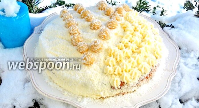 Миндально-кокосовый торт с марципаном