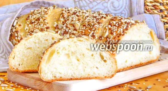 Батон на 2 опарах с семенами