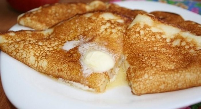 Блины на кефире с припеком