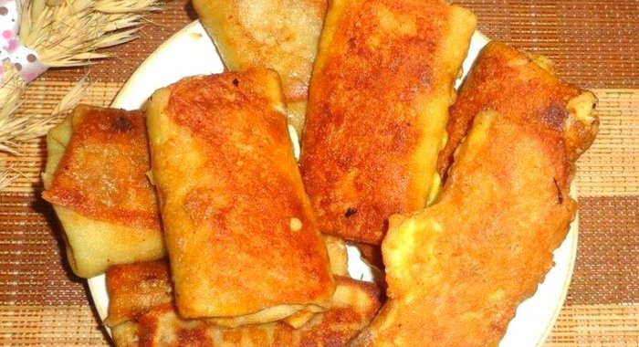 Блинные рулетики с картофелем луком и имбирем