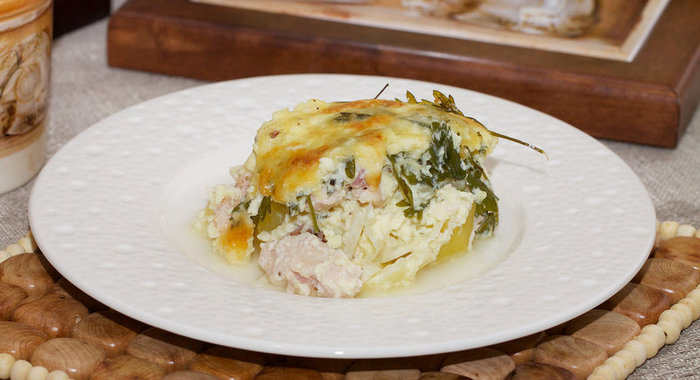 Нежная запеканка с куриным филе