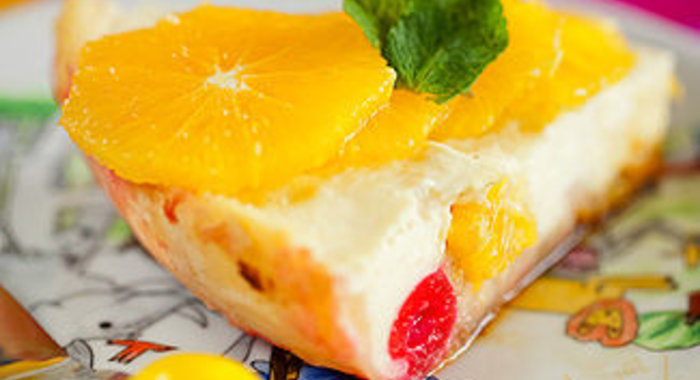 Пестрая фруктово-творожная запеканка в мультиварке