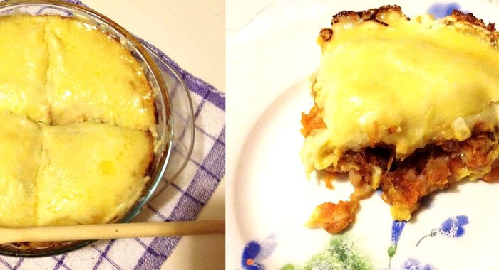 Запеканка из картофеля с рыбой и овощами