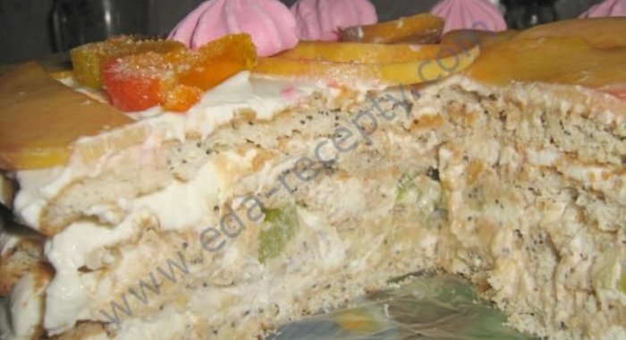 Быстрый торт творожно-фруктовый