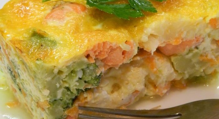 Овощная запеканка с семгой