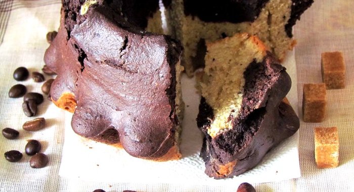 Мраморный кекс с кофе