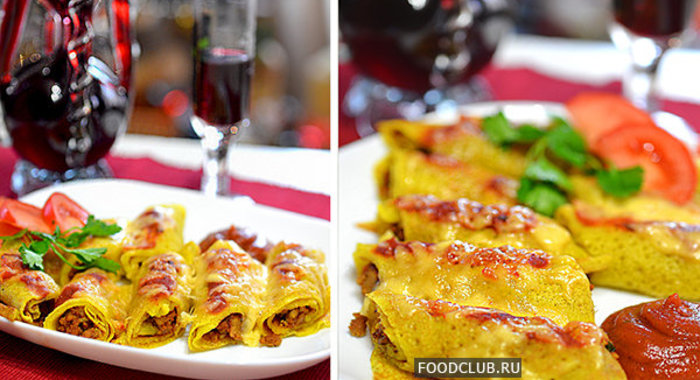 Блинчики с мясом праздничные