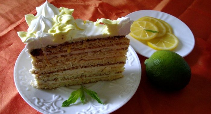 Лимонный торт с масляным кремом