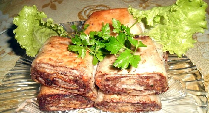 Мясные рулеты из лаваша