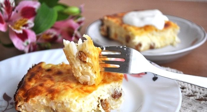 Творожная запеканка с рисом в духовке