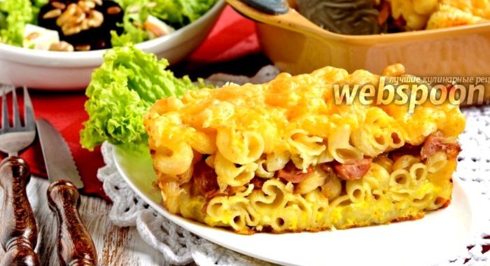 Запеканка из макарон с сосисками