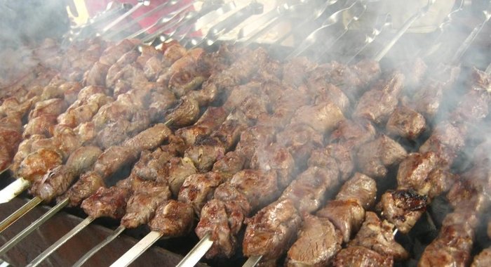 Шашлык с соком киви