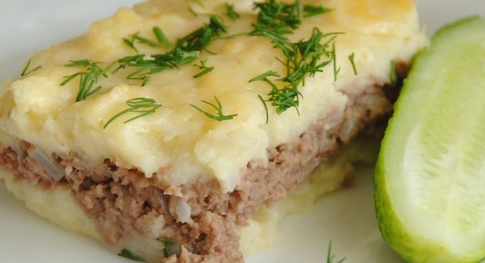 Картофельная запеканка с отварным мясом от Елены Бон